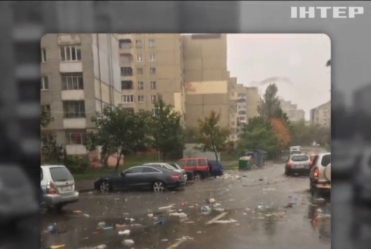 Во Львове река из мусора "взяла в плен" автомобиль (видео)