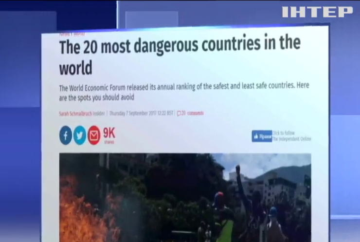 Украина попала в топ-10 самых опасных стран для туристов