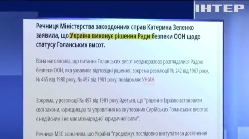 МЗС України висловило позицію щодо Голанських висот