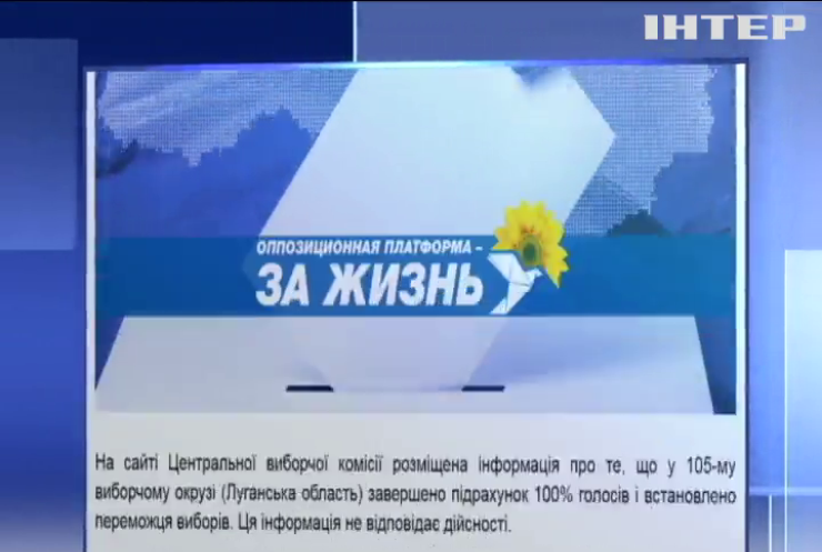 На сайті ЦВК з'явилися неправдиві дані відносно 105-го виборчого округу на Луганщині - "Опозиційна платформа - За життя"