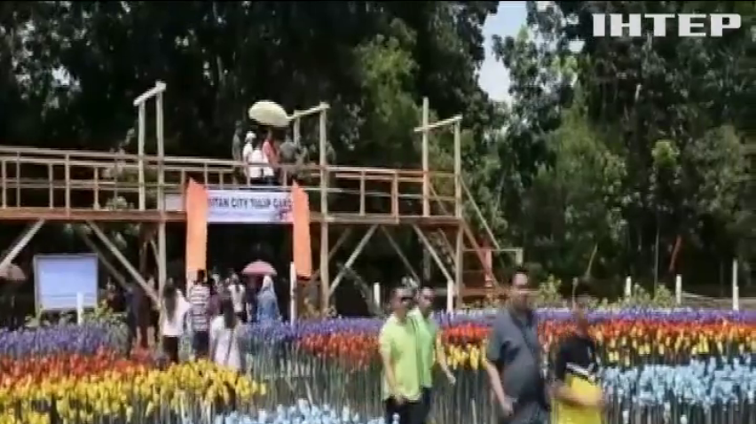У філіппінському місті Ламітан відкрили сад із пластикових тюльпанів 