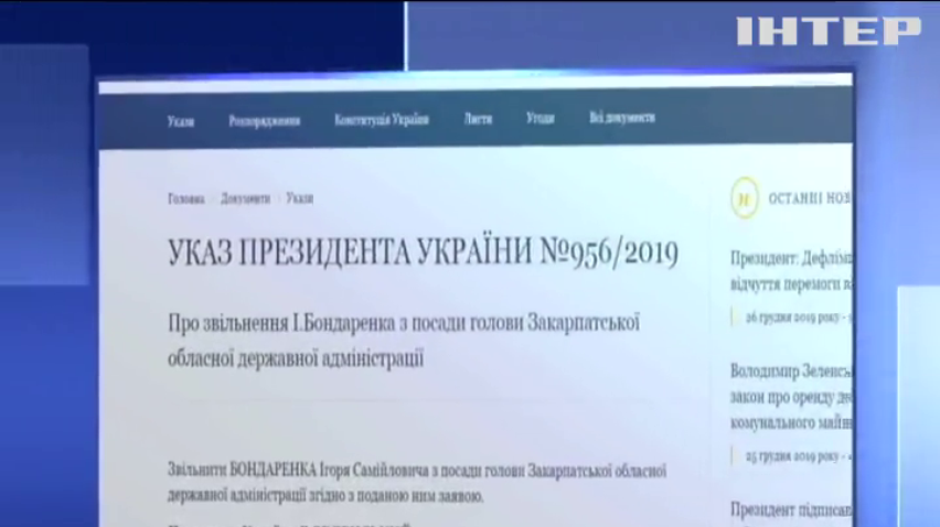 Володимир Зеленський звільнив голів Закарпатської та Львівської ОДА