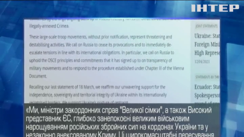"Велика сімка" закликала Росію зупинити військові провокації на кордонах з Україною