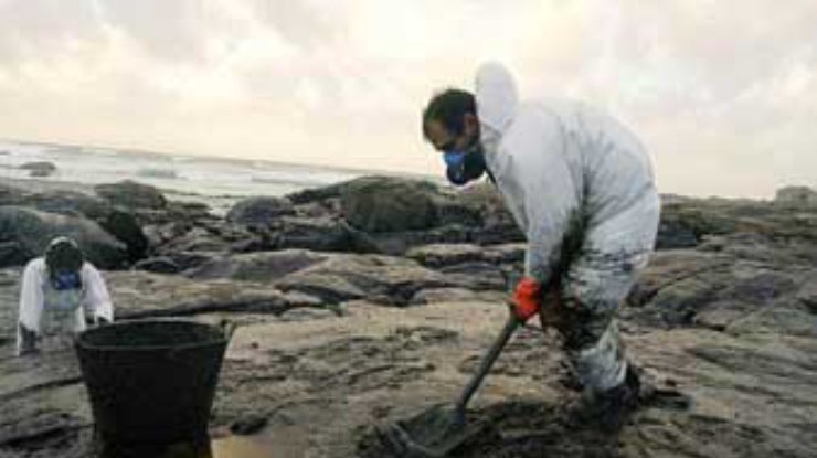 Нефть с затонувшего танкера "Престиж" снова загрязняет берега Галисии