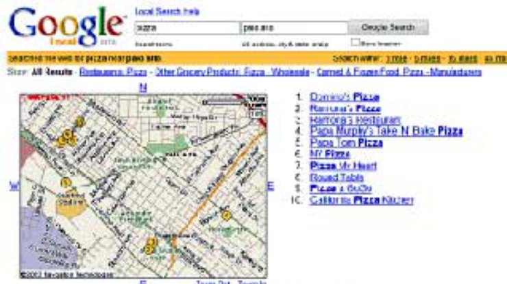 Система поиска на местности от Google