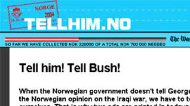 Норвежцы опубликовали в американской газете рекламу против Буша