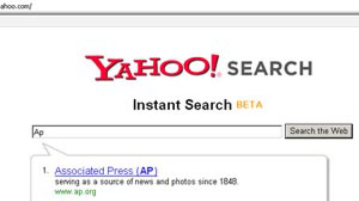 Yahoo открыла мгновенный поиск
