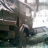 В Киеве КАМАЗ протаранил легковое авто