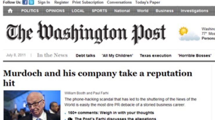 Похищены адреса более миллиона пользователей сайта The Washington Post
