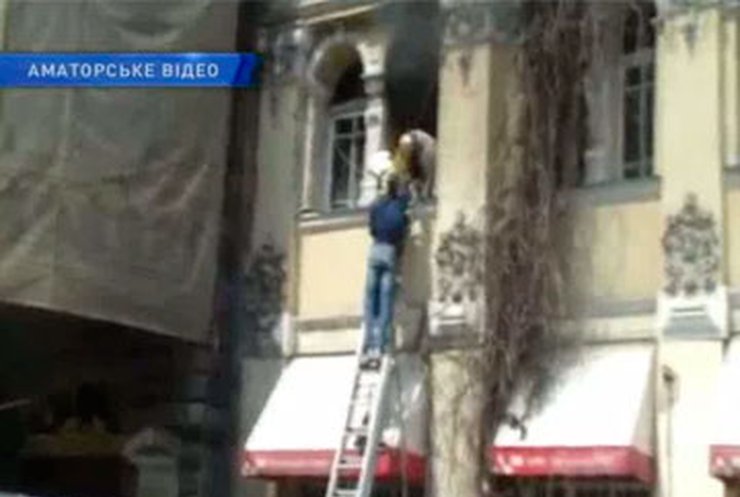 В центре Одессы пожарные спасли собаку