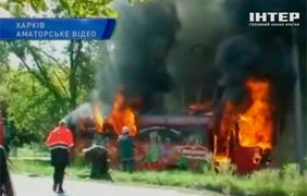 В Харькове прямо на ходу загорелся трамвай
