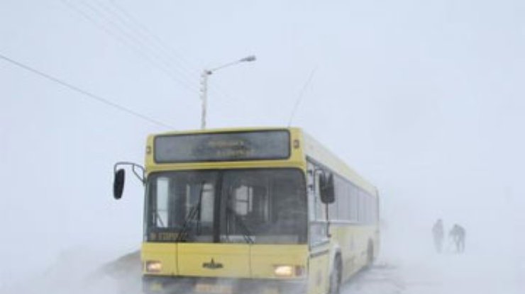 На Львовщине извлекли из сугроба автобус с 42 туристами