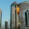 В Грозном продолжается сильный пожар в 40-этажке