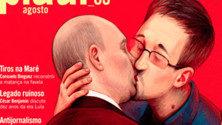 Бразильский журнал изобразил на обложке целующихся Путина и Сноудена