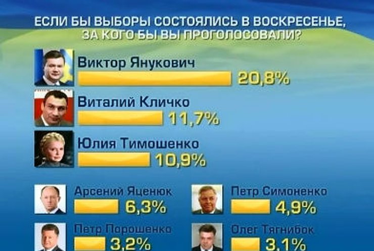 Если бы выборы состоялись в воскресенье, победил бы Янукович, - опрос