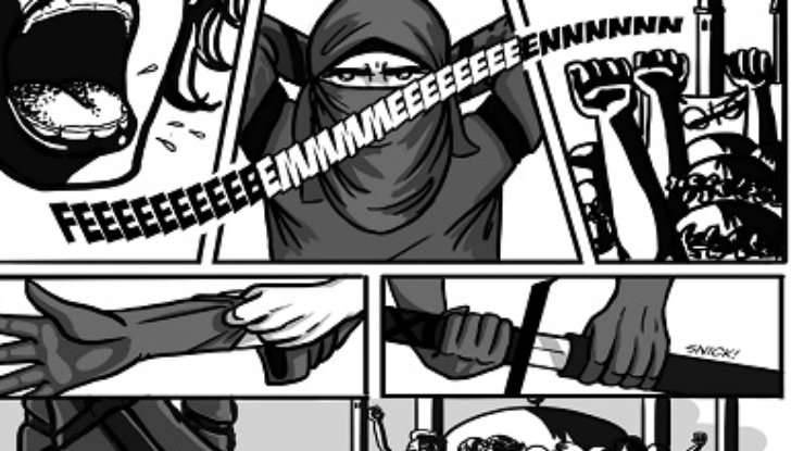 FEMEN изобразили в исламистском комиксе: Активисток убивают мечом