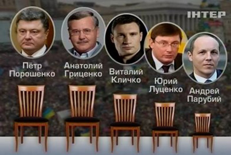 По мнению митингующих, лучшими переговорщиками будут Порошенко и Гриценко