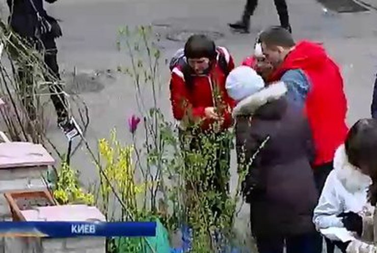 Жители многоэтажек в Киеве разбили сквер Небесной сотни в собственном дворе