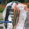 Вандали звалили пам'ятник українським військовим у Дніпродзержинську (відео)
