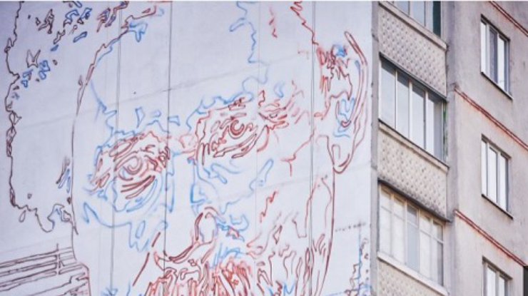 В Харькове рисуют портрет Тараса Шевченко на 17-этажном доме (фото)
