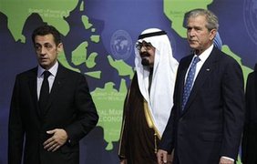 Король Саудовской Аравии Абдула, Николя Саркози и Джордж Буш