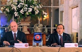 Президент УЕФА Мишель Платини и генеральный секретарь Джанни Инфантино