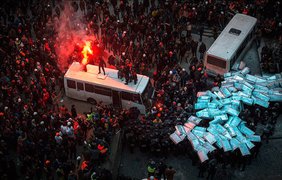19 января, столкновения возле стадиона "Динамо".