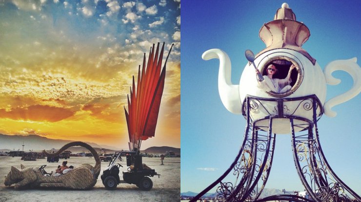 Burning Man невозможен без его фантастических инсталляций, которые выстраиваются еще до начала фестиваля. Каждая скульптура символична и отражает дух свободы и творчества.