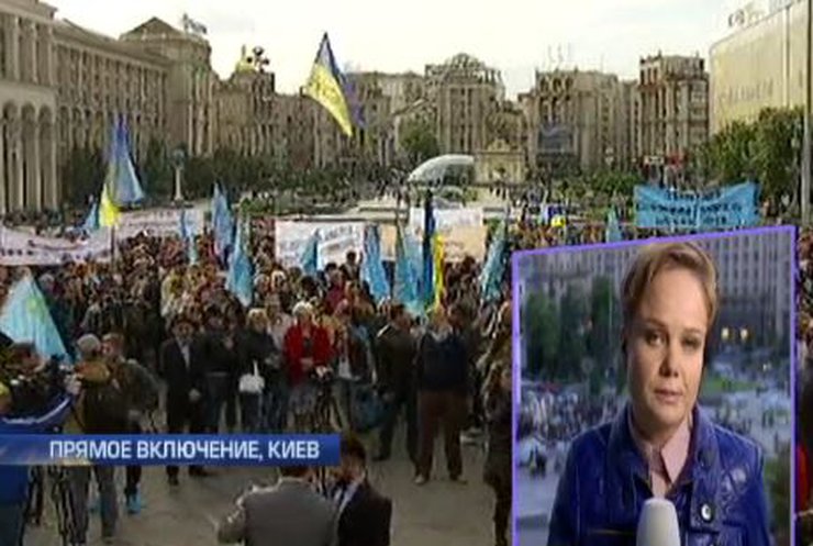 В Киеве на митинг крымских татар пришли азербайджанцы