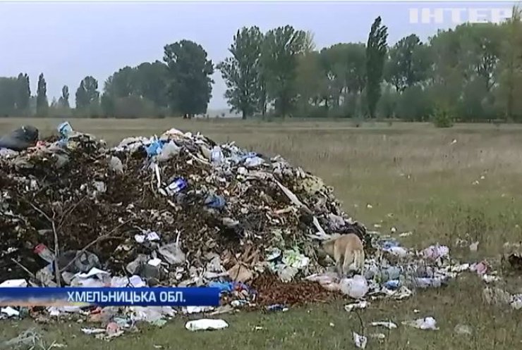 Львівське сміття звалили у полі на Хмельниччині