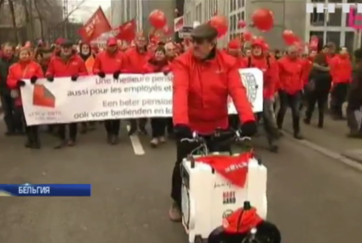 Профсоюзы Бельгии протестуют против пенсионной реформы (видео)