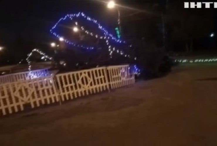 У Тернополі сильний вітер повалив новорічну ялинку